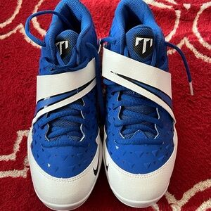 Nike Kids Blue and White Strap Lace-Up Sneakers